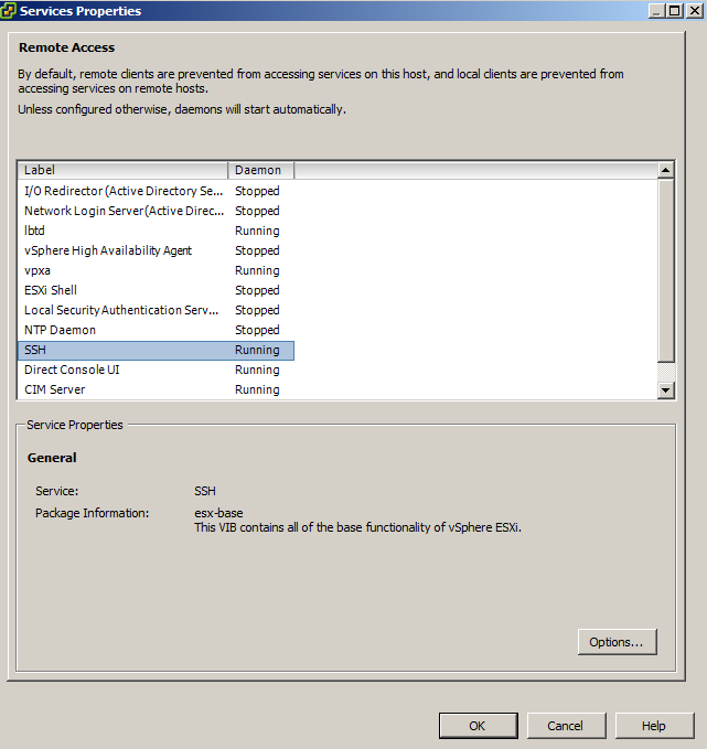 vsphere client 5.5 how to view services