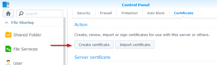 create certificate