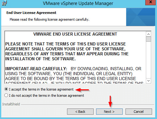 Installing vSphere Update Manager step 3