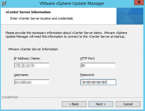 Installing vSphere Update Manager step 5