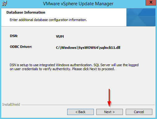 Installing vSphere Update Manager step 7