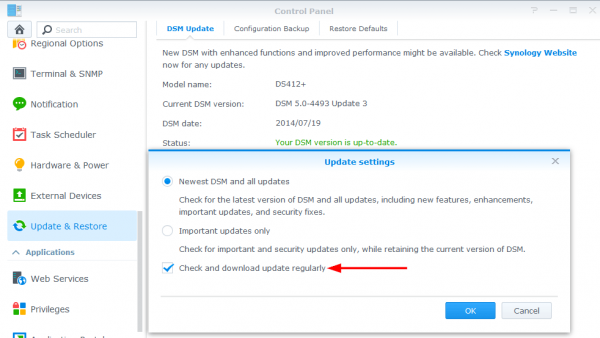 Synology auto update