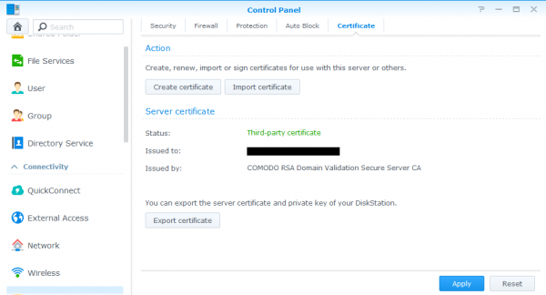 Synology ssl certificate