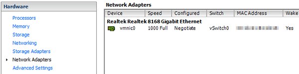 ESXi network adapter