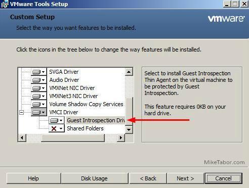 vmware tools guest introspection driver