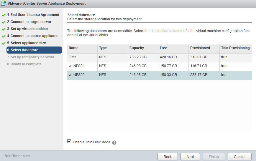 vCenter Server Appliance 6.0 datastore