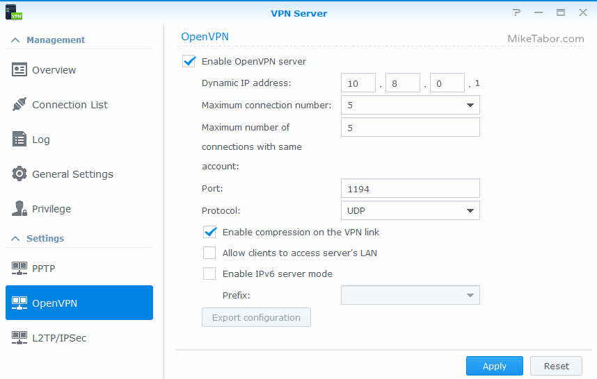 Enable OpenVPN server