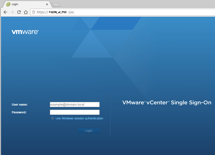 VMware vSphere login