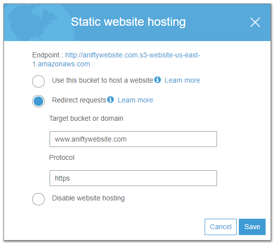 s3 static website redirect