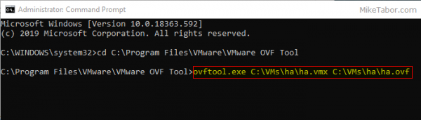 How to convert VMDK to OVF file format - Mike Tabor