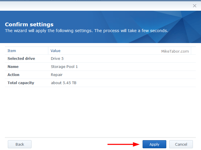synology confirm settings