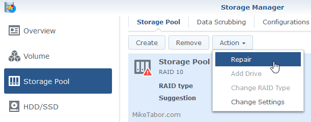 synology storage pool repair