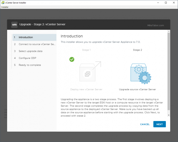 How to upgrade vCenter Server Appliance 6.7 to 7.0 - Mike Tabor