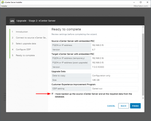 How to upgrade vCenter Server Appliance 6.7 to 7.0 - Mike Tabor