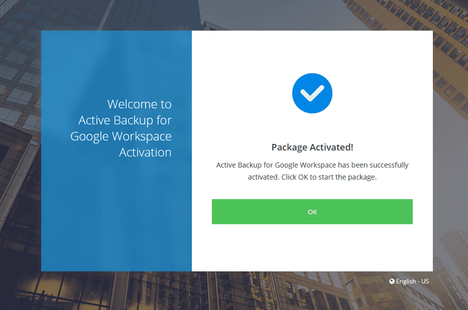 active backup google workspace package activated