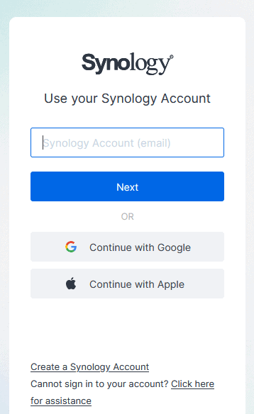 login synology account